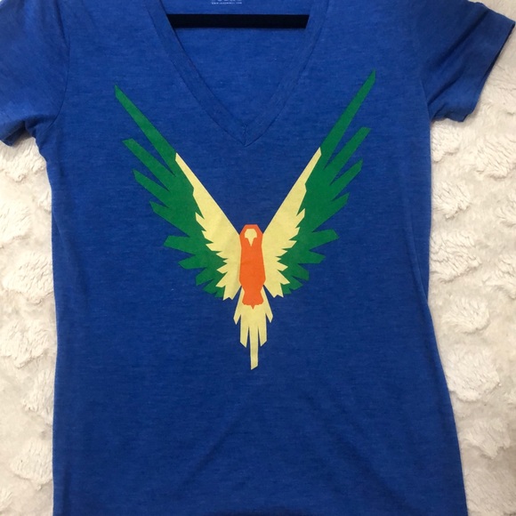 MAVERICK LOGAN PAUL Women’s Blue V-Neck T-Shirt - Picture 5 of 7